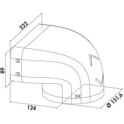 Coude 90° diamètre 150 mm vers plat 90 x 222 mm