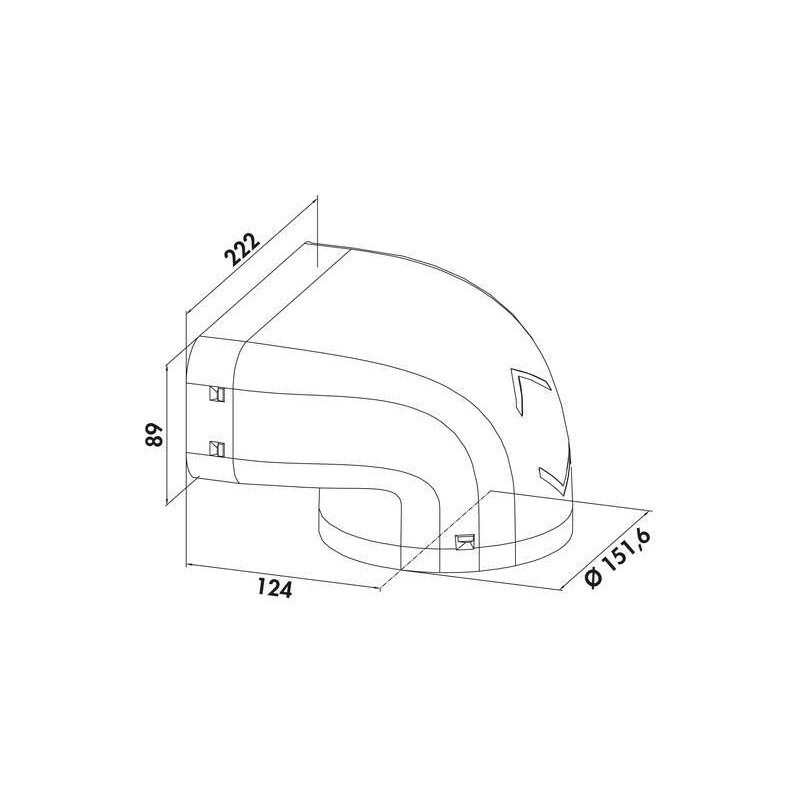 Coude 90° diamètre 150 mm vers plat 90 x 222 mm