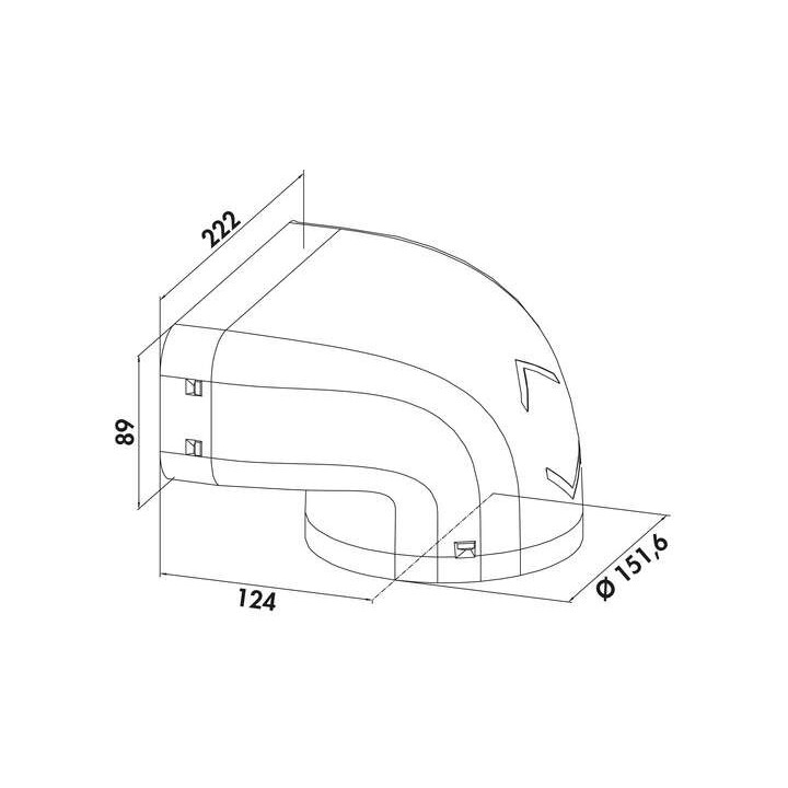 Coude 90° diamètre 150 mm vers plat 90 x 222 mm