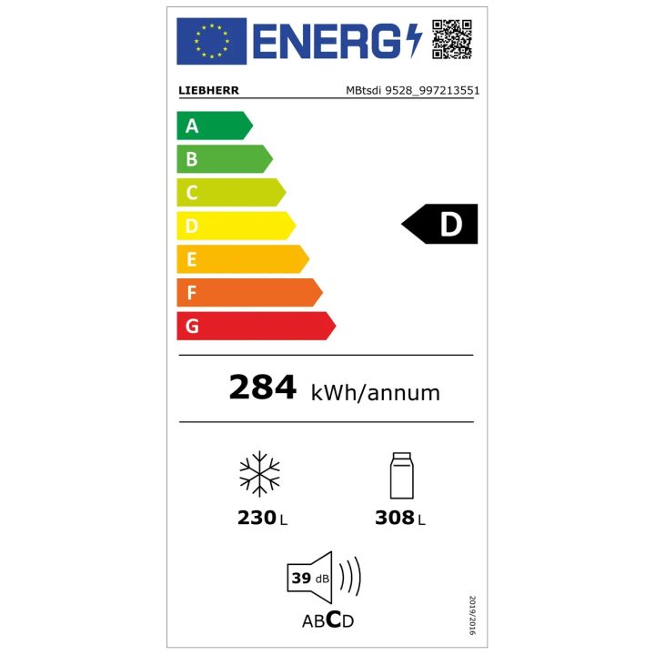 Étiquette énergie Réfrigérateur américain MBtsdi 9528 Plus