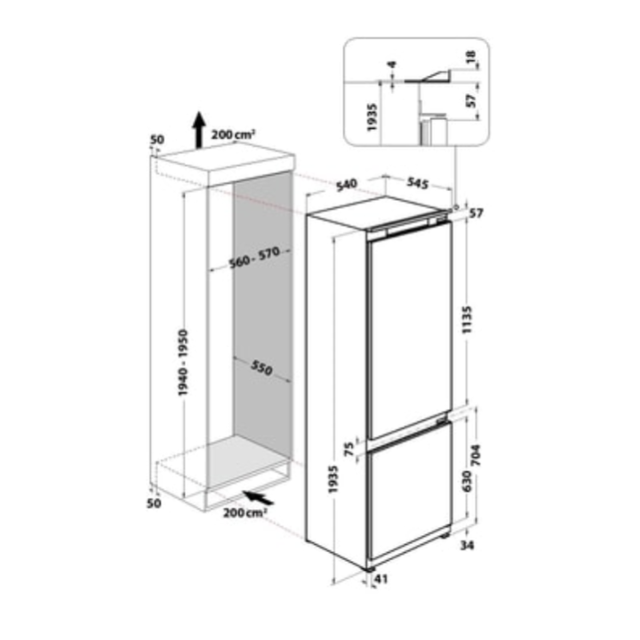 Réfrigérateur combiné encastrable ART96101 WHIRlPOOL