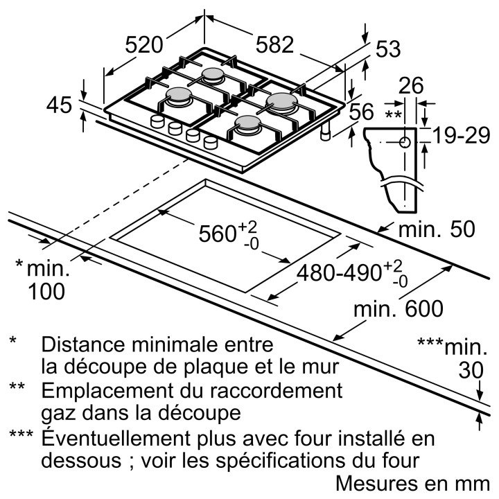 Table gaz neff Noir 4 foyers t26ds49s0 flameselect