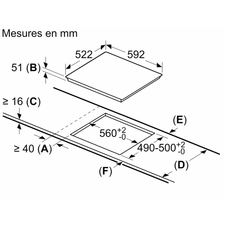 Dimensions Table induction Siemens ED611BSB5E