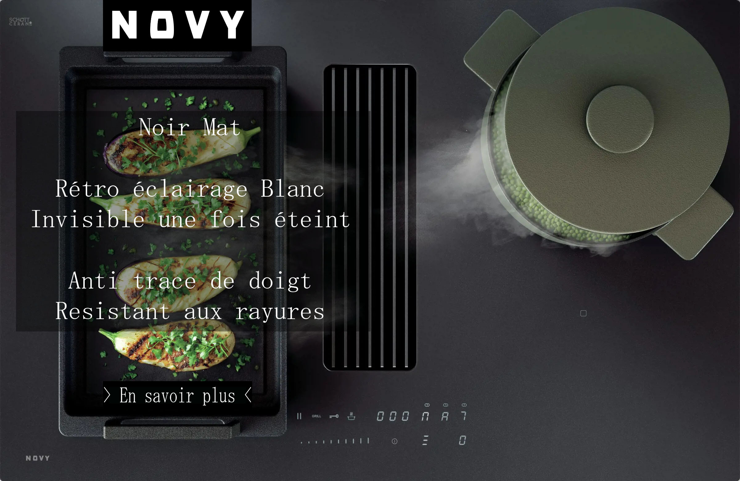 Table Aspirante NOVY en noir mat anti microrayure Table Aspirante NOVY en noir mat anti microrayure